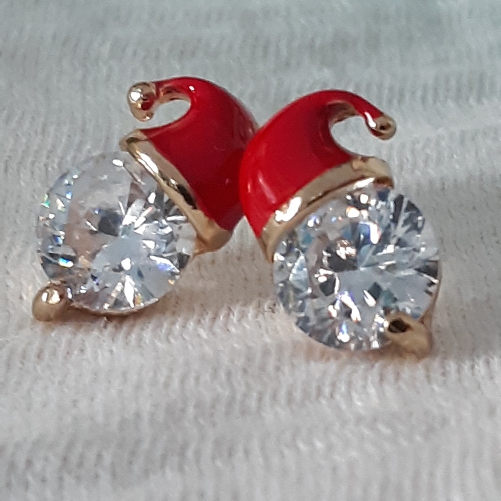 Clear Rhinestone Christmas Stud Earrings
